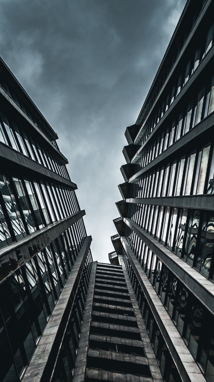 Grayscale Photo of High Rise Building. Wallpaper in 720x1280 Resolution