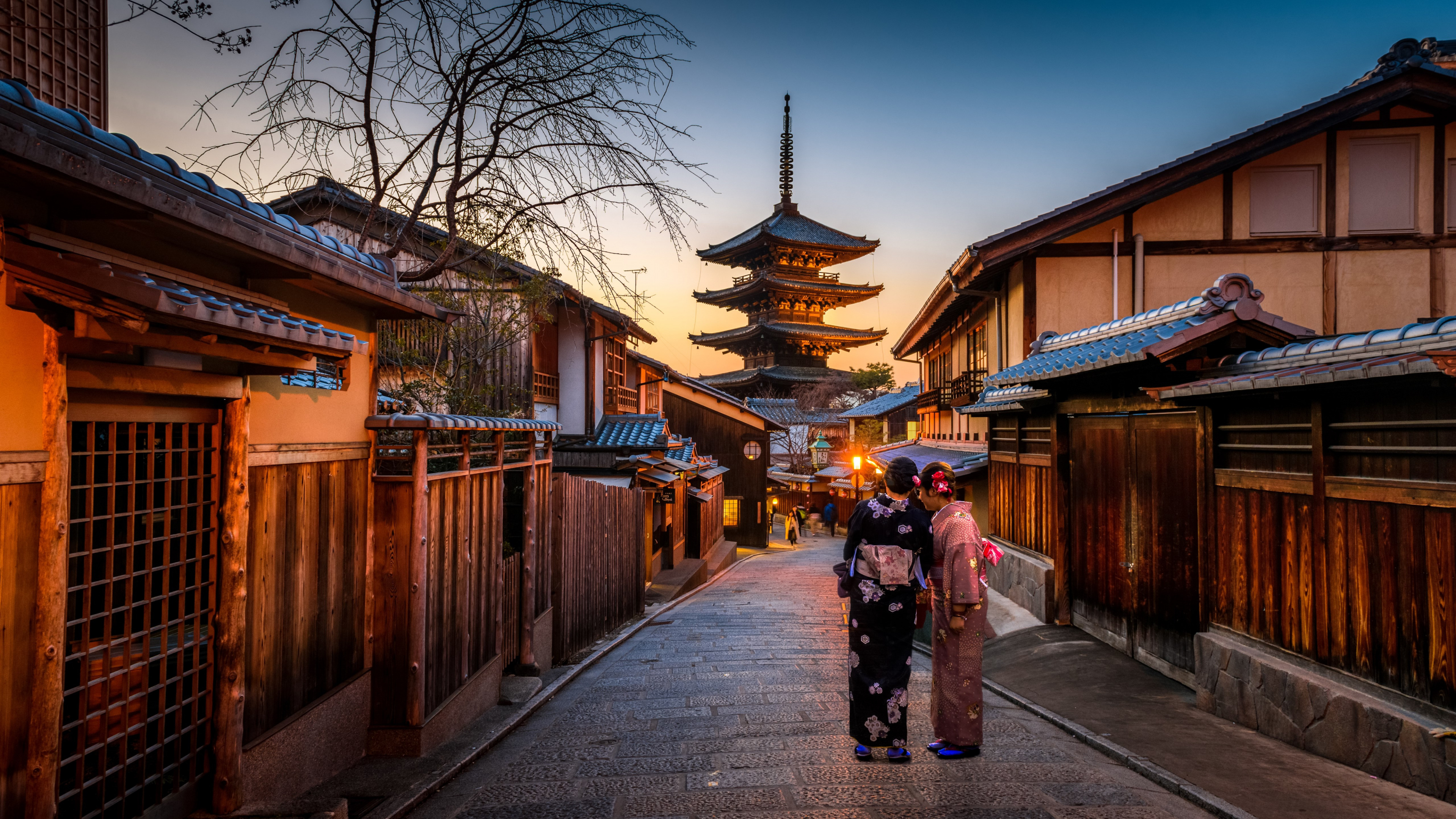 中国建筑, 早上, 牌坊, 街, 寺庙 壁纸 3840x2160 允许