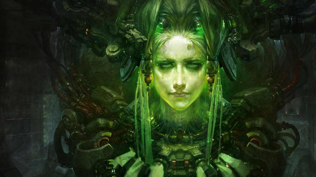 Womans Face With Green Hair Illustration. Wallpaper in 1280x720 Resolution