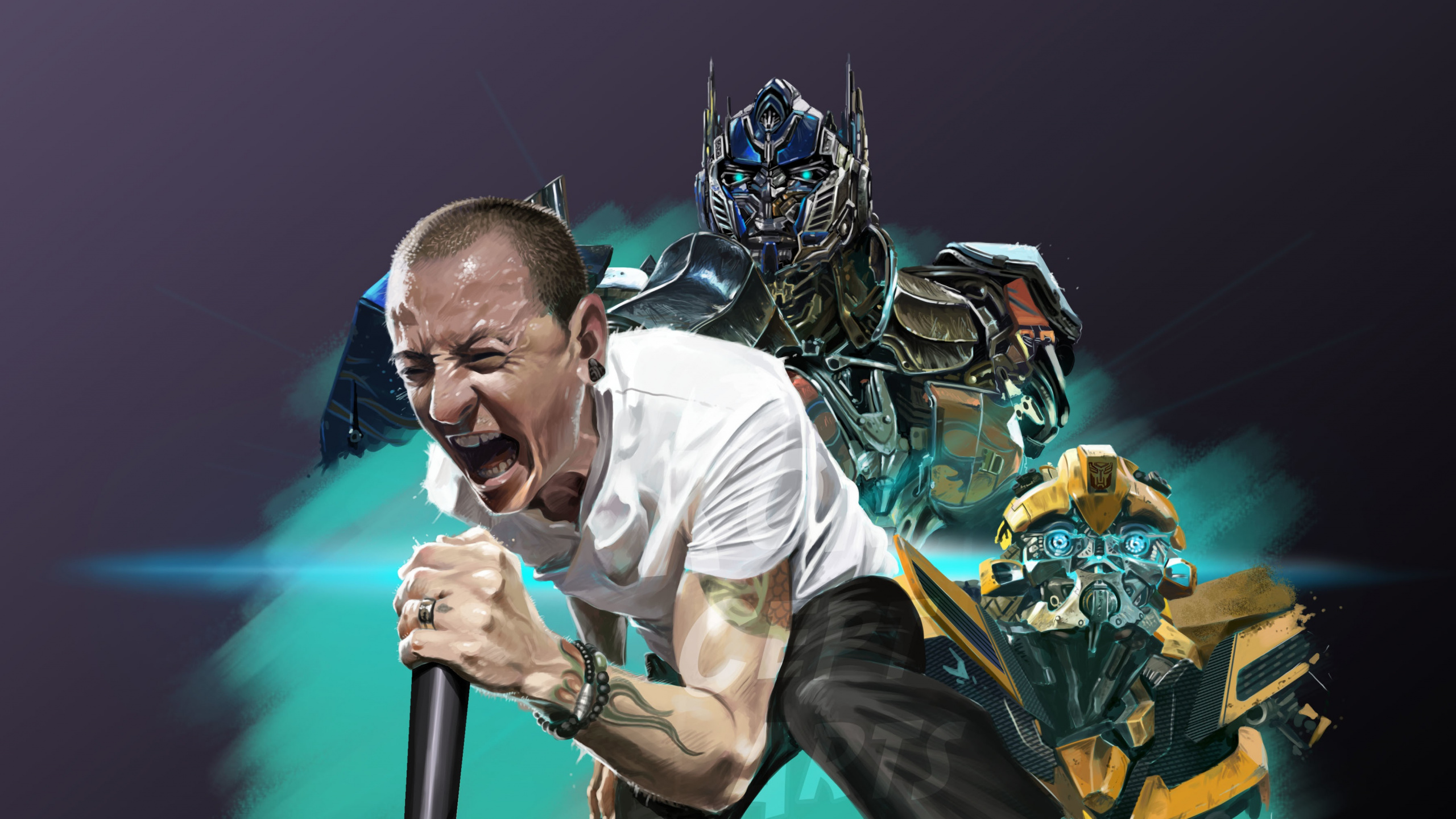 Chester Bennington, Linkin Park, Performance, Chester Bennington Art, Music. Wallpaper in 2560x1440 Resolution