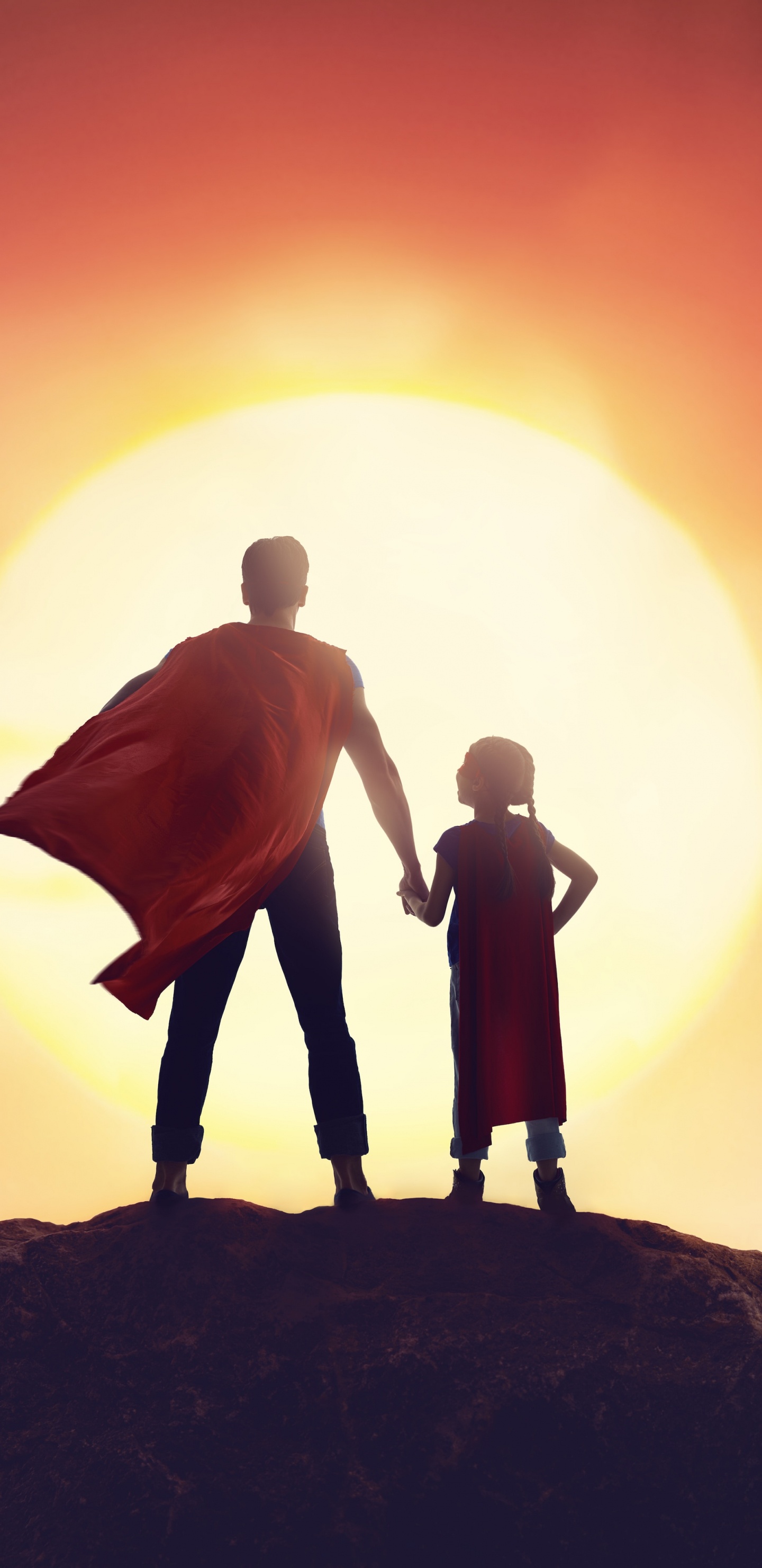 Les Gens Dans la Nature, Illustration, Silhouette, Atmosphère, Heureux. Wallpaper in 1440x2960 Resolution