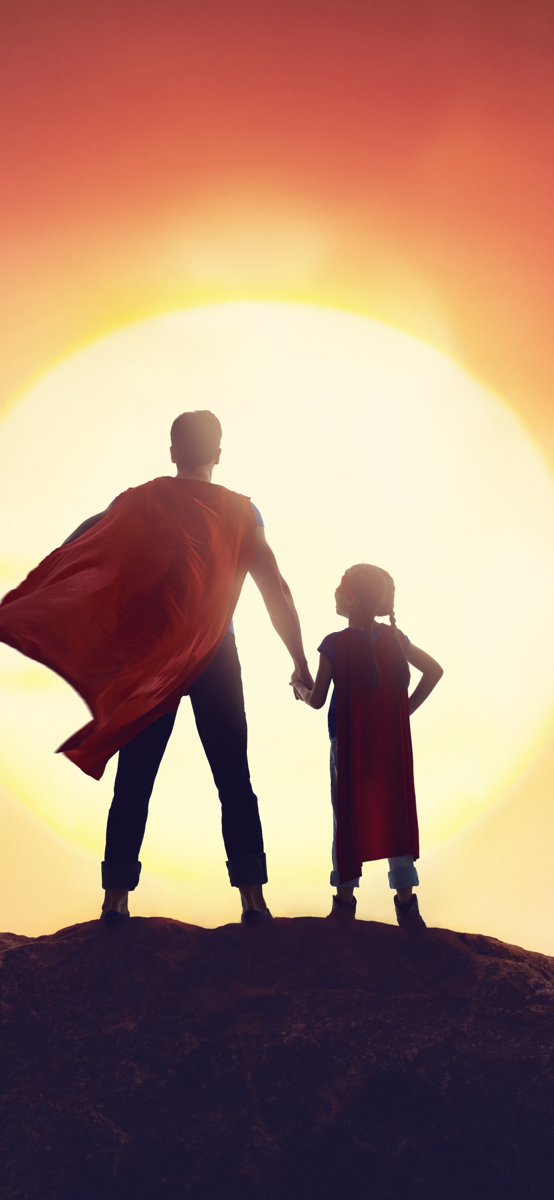 Menschen in Der Natur, Cloud, Illustration, Sonnenuntergang, Silhouette. Wallpaper in 1125x2436 Resolution