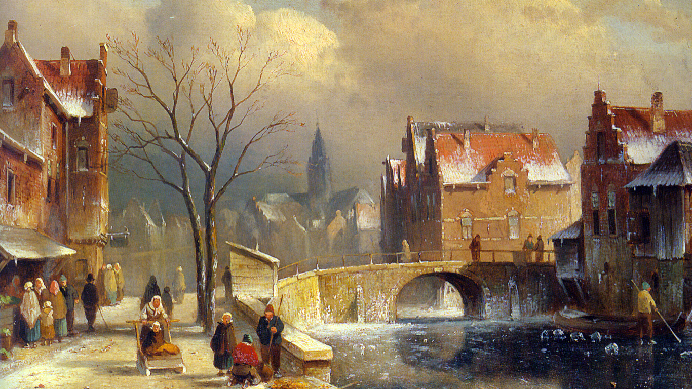 油画, 风景画, 艺术, 艺术作品, 视觉艺术 壁纸 1366x768 允许