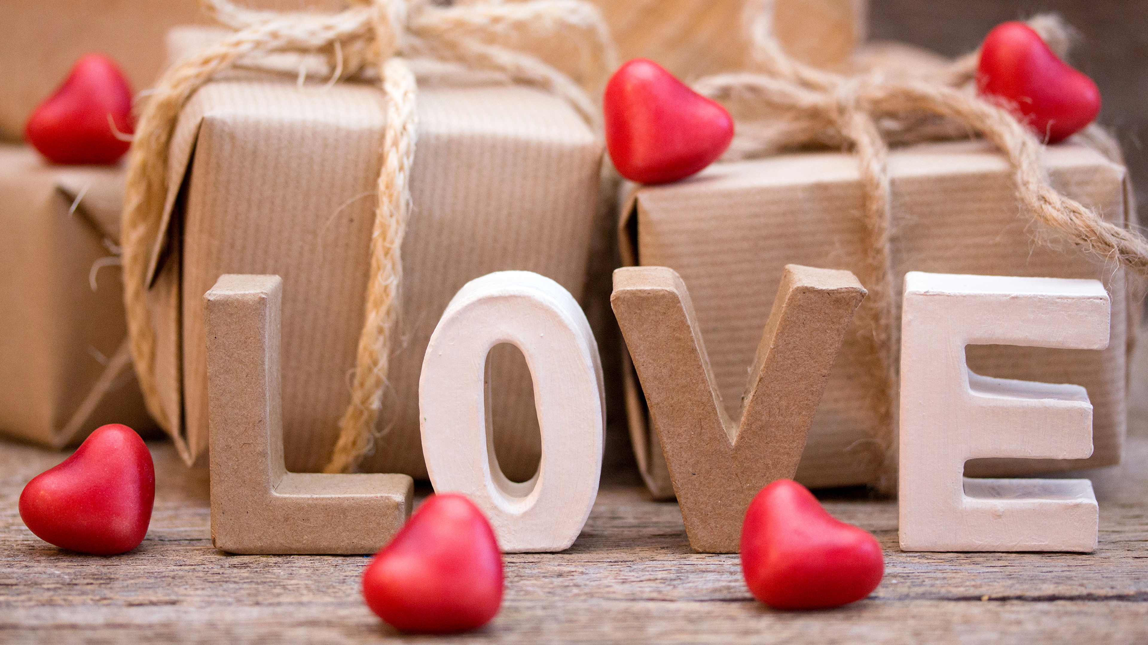 le Jour de Valentines, Emballage Cadeau, Cœur, Amour, Lebkuchen. Wallpaper in 3840x2160 Resolution