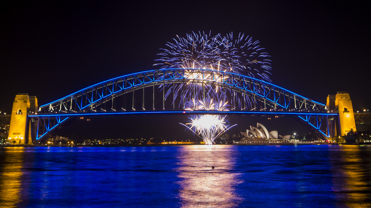 Sydney Opera House Durante la Noche. Wallpaper in 1280x720 Resolution