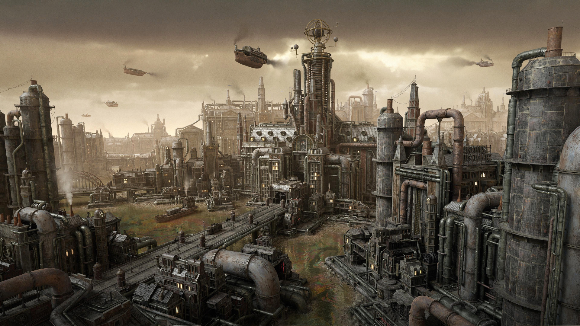 Arte Punk Diesel, Dieselpunk, Steampunk, Arte, Kitbash3d. Wallpaper in 1920x1080 Resolution