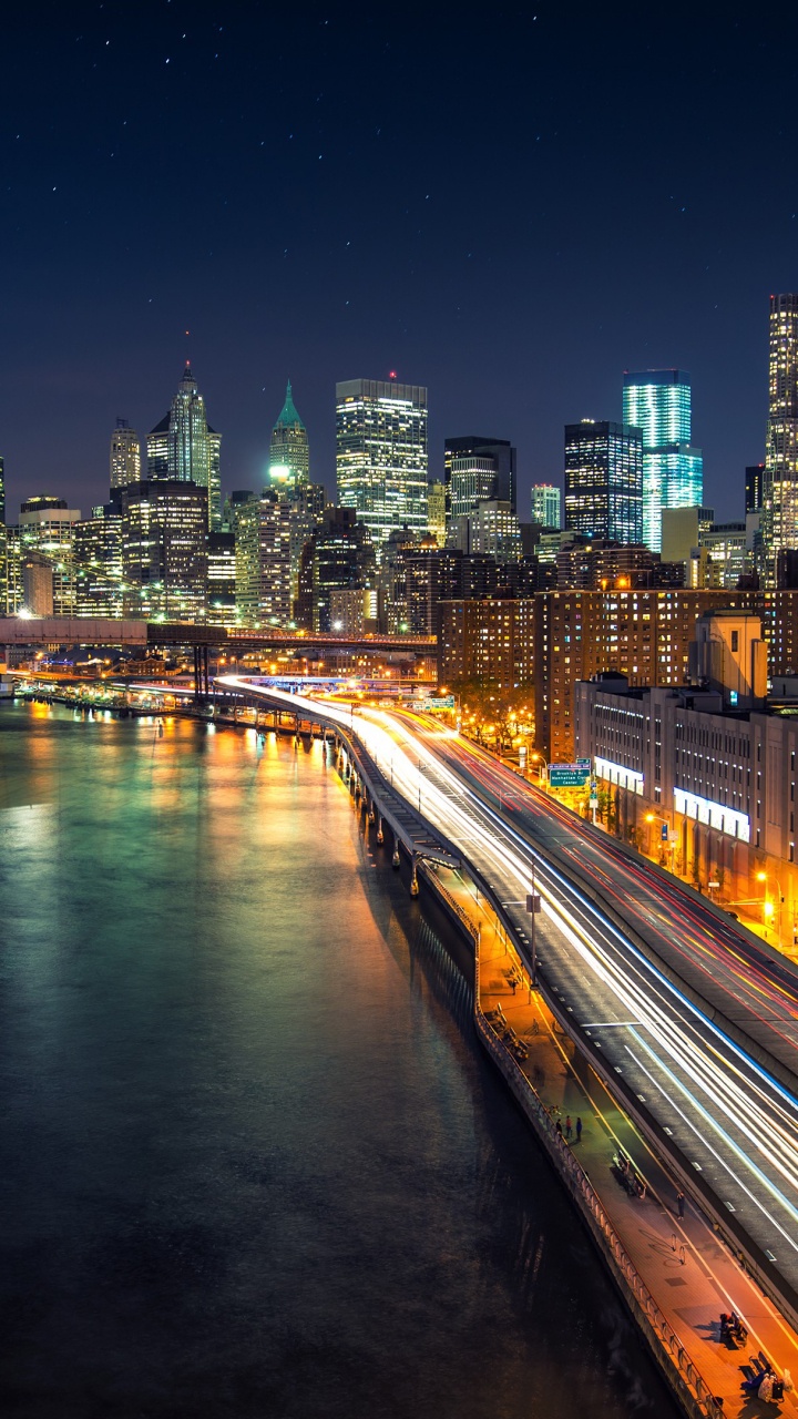 Time Lapse Photography of City Lights During Night Time. Wallpaper in 720x1280 Resolution