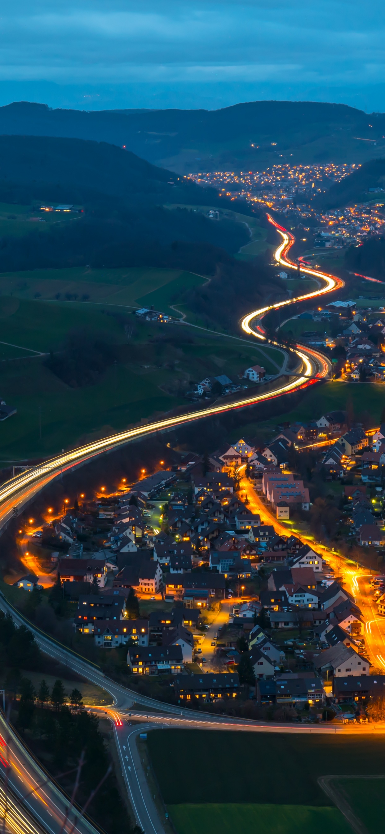 Aerial View of City During Night Time. Wallpaper in 1242x2688 Resolution
