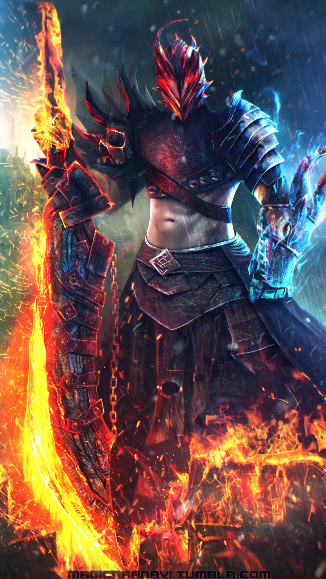 Femme en Robe Noire Tenant Une Épée Illustration. Wallpaper in 1080x1920 Resolution