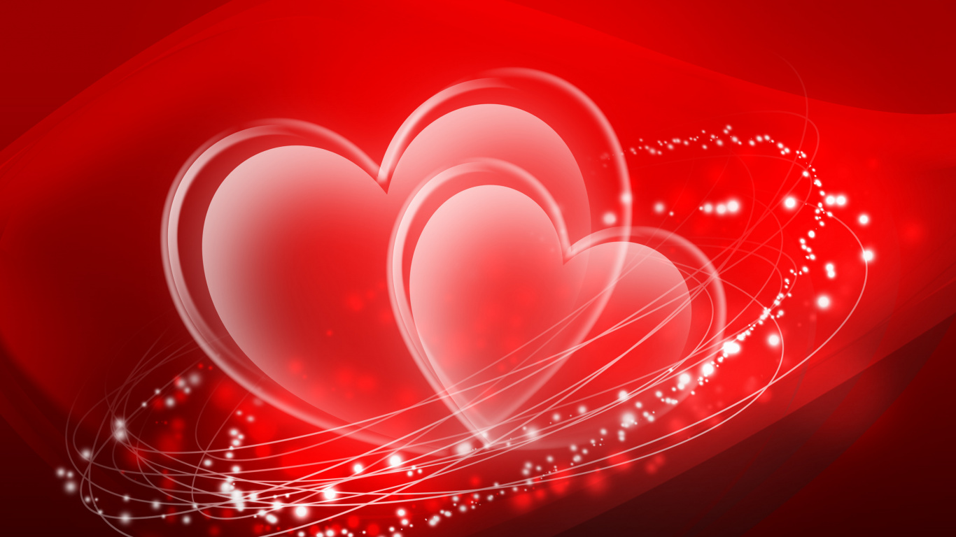 Rojo, Coraz, el Día de San Valentín, Amor, Gráficos. Wallpaper in 1366x768 Resolution