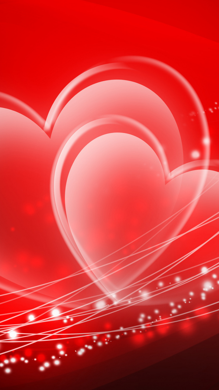 Red, Heart, Valentines Day, Love, Graphics. Wallpaper in 750x1334 Resolution