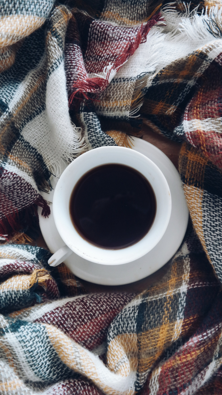 White Ceramic Mug on White Ceramic Saucer. Wallpaper in 750x1334 Resolution