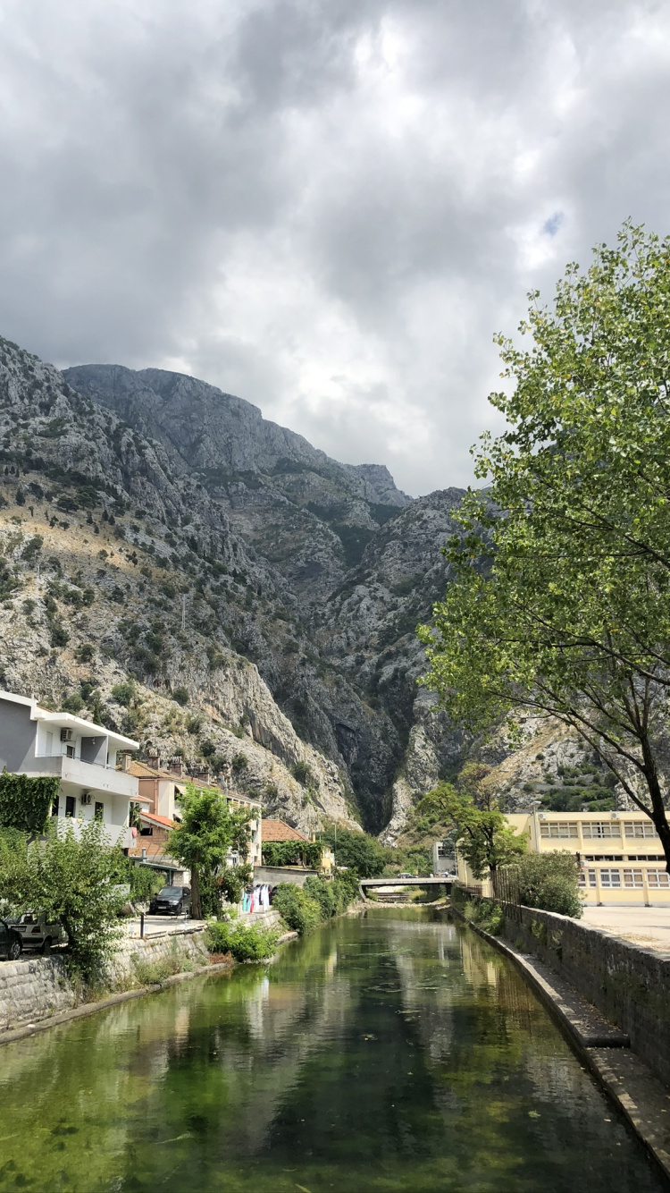 Body of Water, Mountainous Landforms, Waterway, Channel, Mountain Range. Wallpaper in 750x1334 Resolution