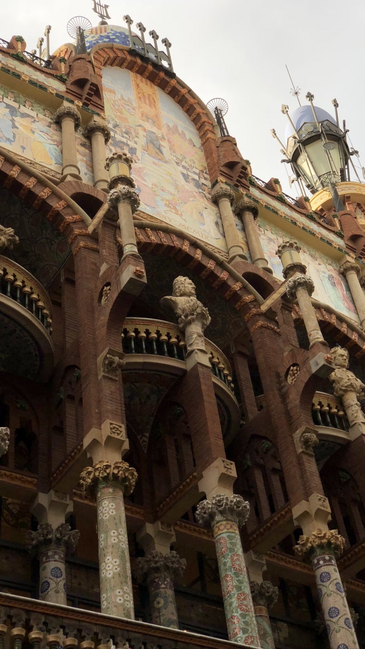 Palau de la Msica Catalana, Park Gell, Gothic Quarter, Modernisme, Facade. Wallpaper in 720x1280 Resolution