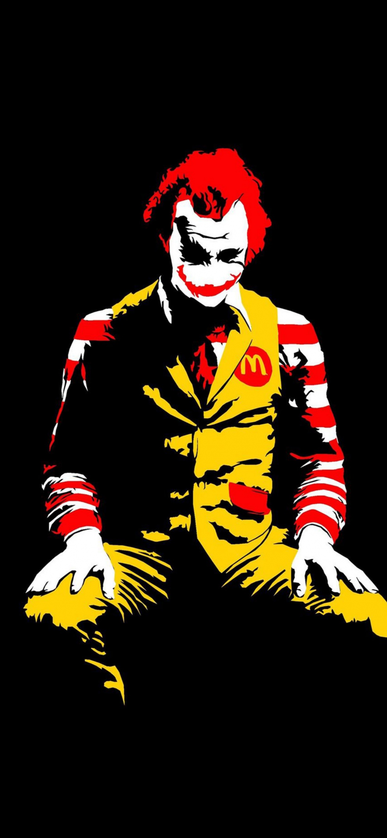 Joker Ronald McDonald, Ronald McDonald, Banksy, Joker, MC Donalds. Wallpaper in 1242x2688 Resolution