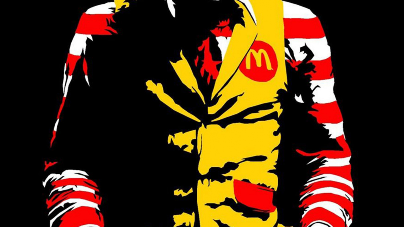 Joker Ronald McDonald, Ronald McDonald, Banksy, Joker, MC Donalds. Wallpaper in 1366x768 Resolution