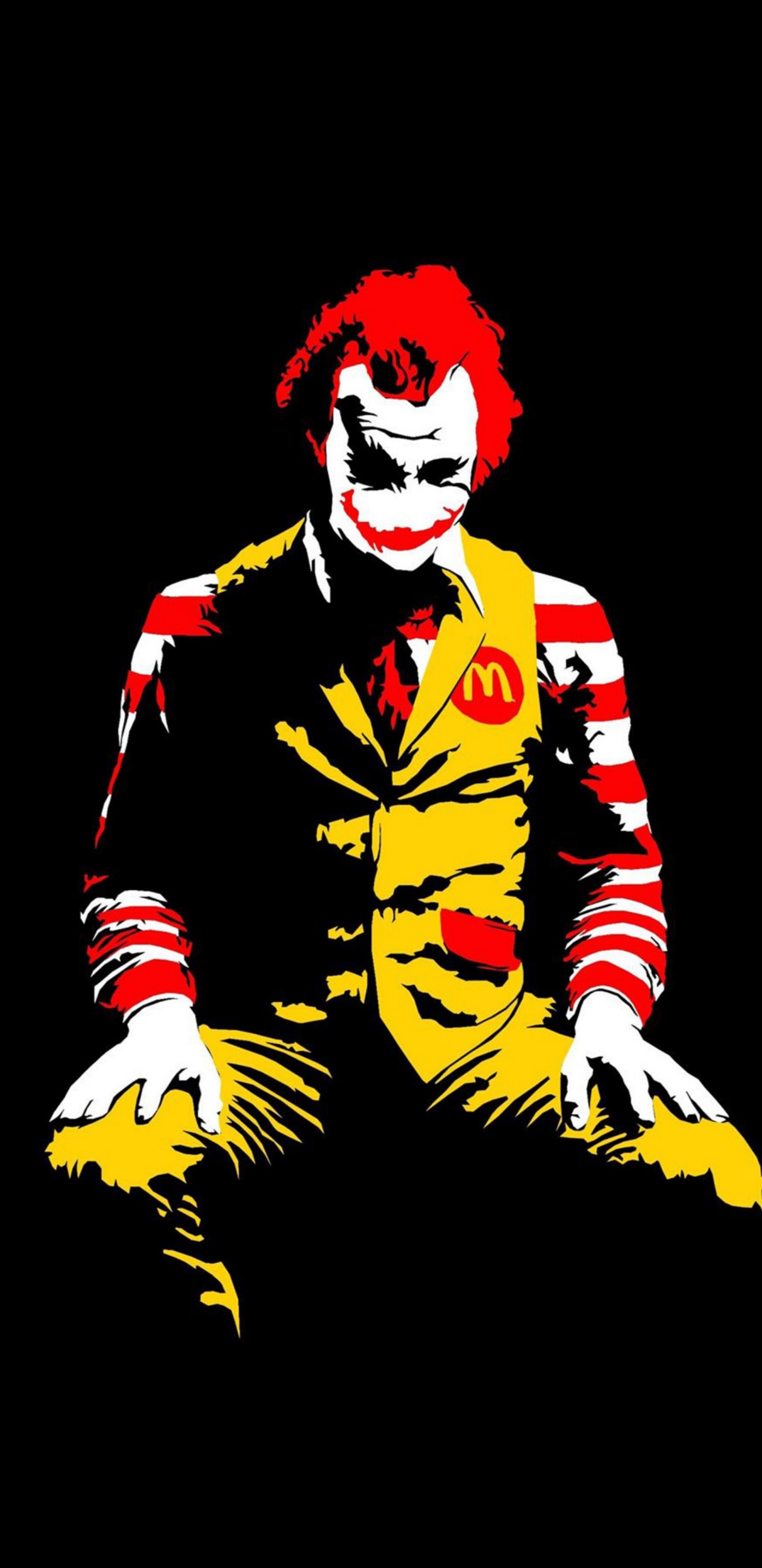 Joker Ronald Mcdonald, Ronald Mcdonald, Banksy, Joker, McDonald. Wallpaper in 1440x2960 Resolution