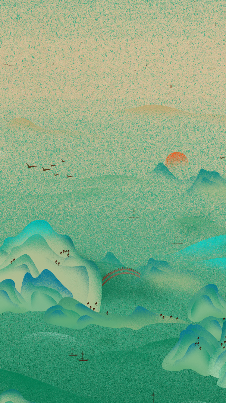 Anime, Illustration, Cartoon, Landscape, Ecoregion. Wallpaper in 750x1334 Resolution