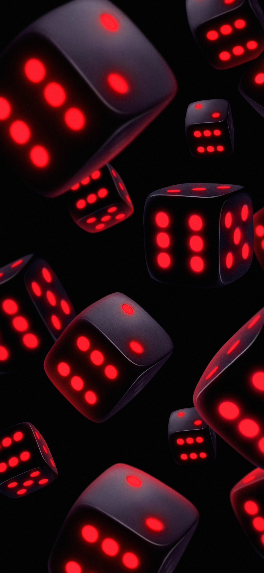 Neon Dice, Black Dice, Apples, White, Light. Wallpaper in 1125x2436 Resolution