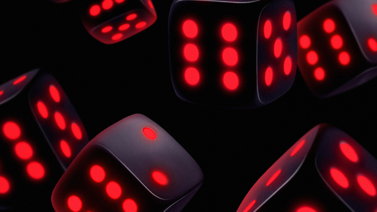 Neon Dice, Black Dice, Apples, White, Light. Wallpaper in 1280x720 Resolution