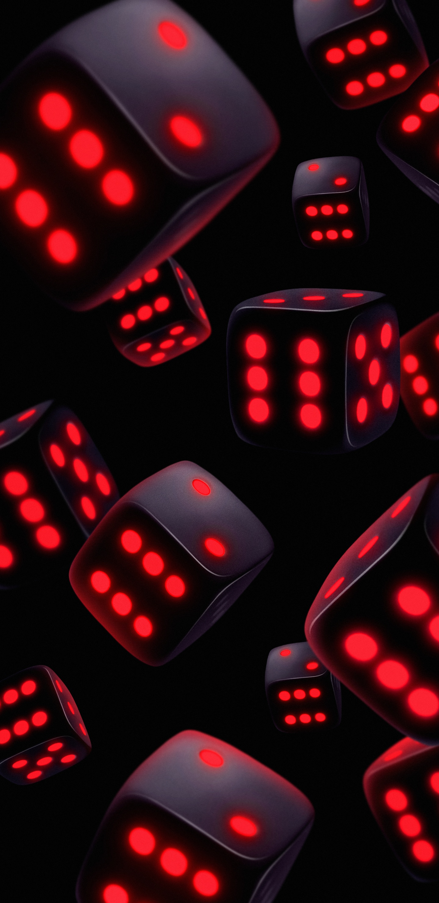 Neon Dice, Black Dice, Apples, White, Light. Wallpaper in 1440x2960 Resolution