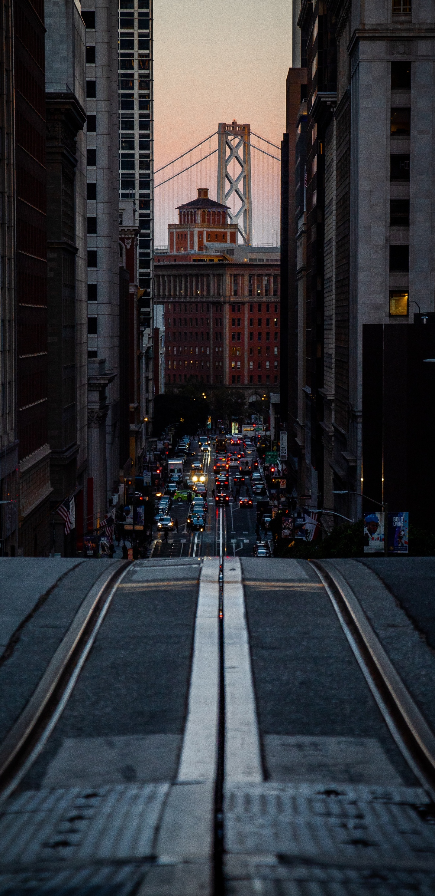Voitures Sur Route Entre Les Immeubles de Grande Hauteur Pendant la Nuit. Wallpaper in 1440x2960 Resolution
