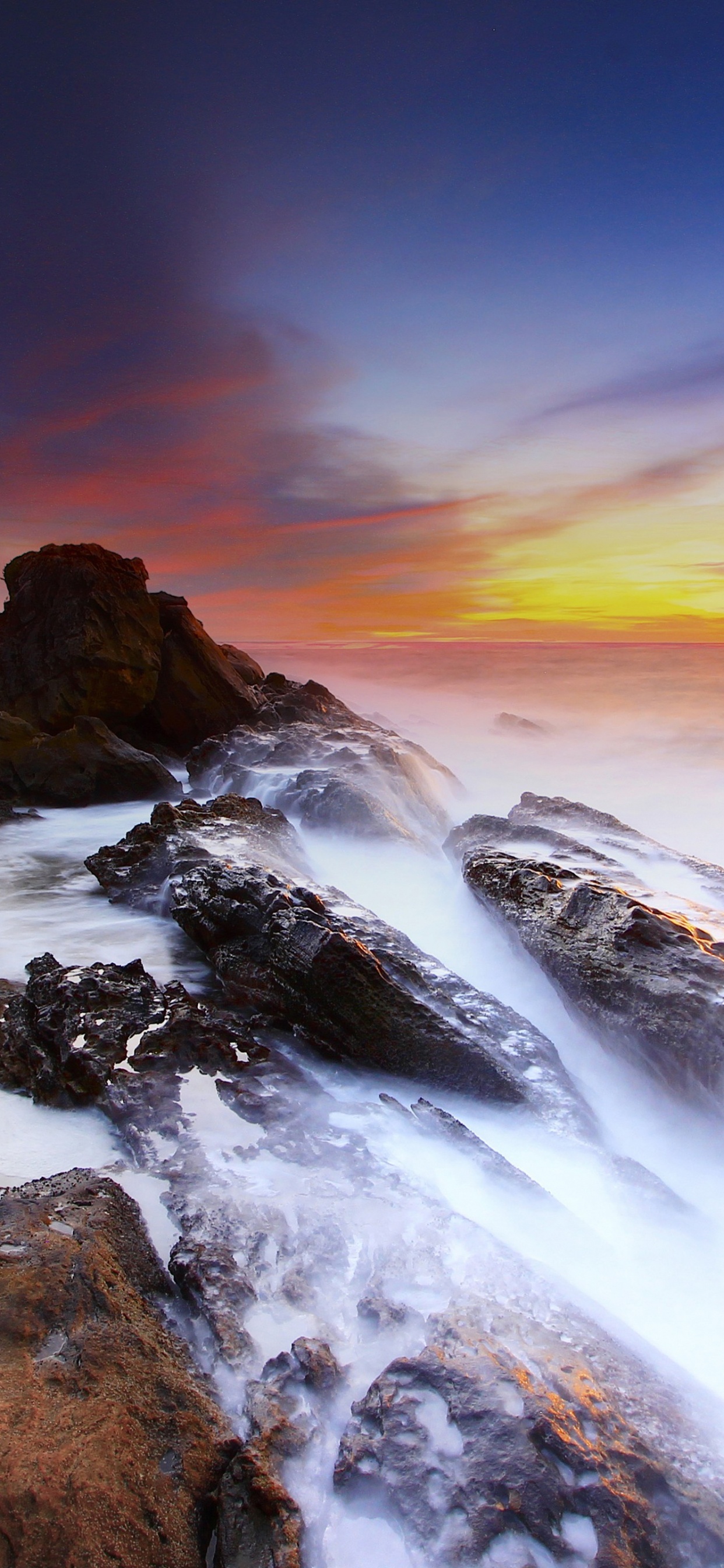 海岸, 大海, 岸边, 余辉, 自然景观 壁纸 1242x2688 允许