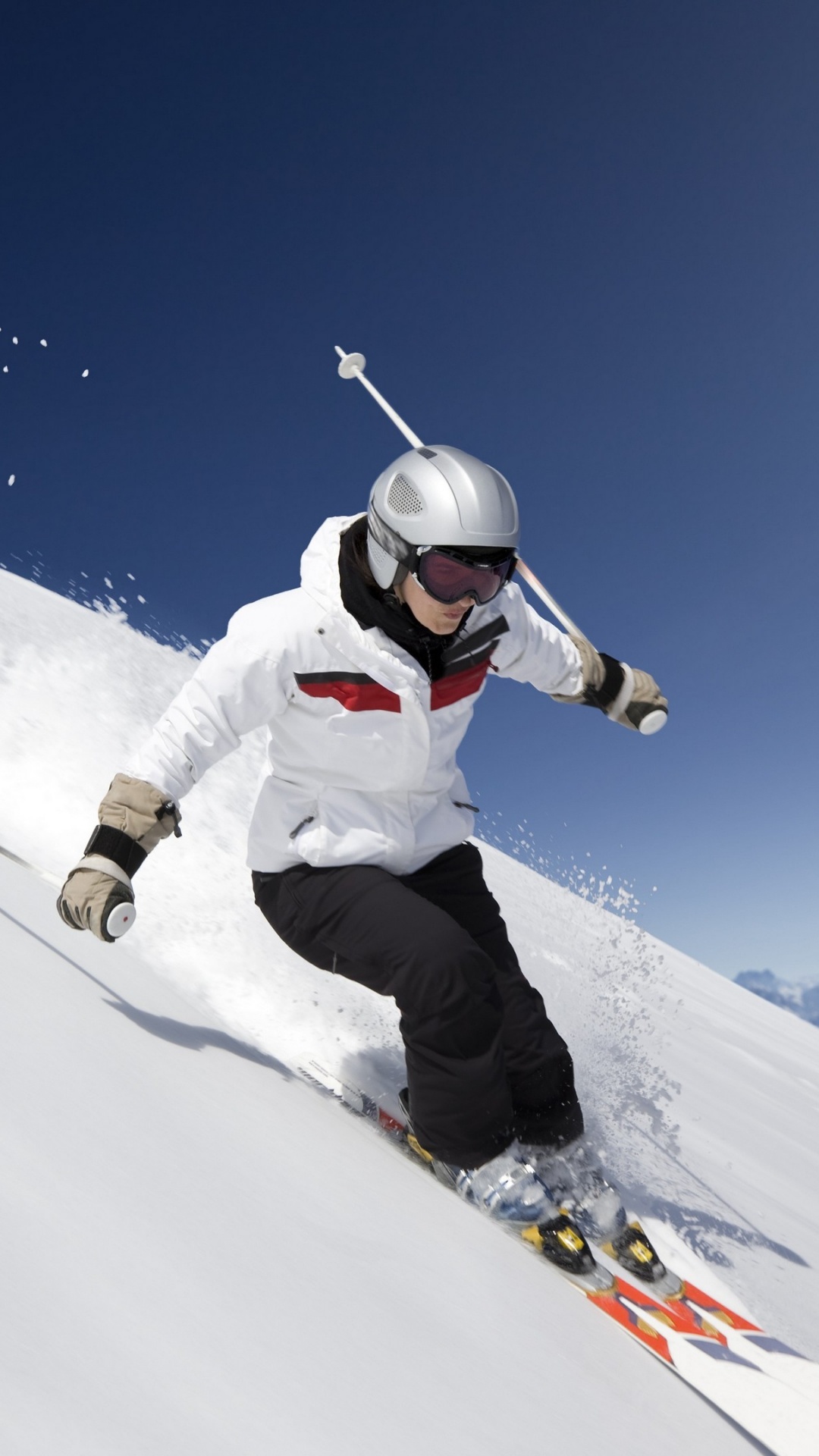 Persona en Traje de Nieve Blanca Cabalgando Sobre Tabla de Nieve Blanca Durante el Día. Wallpaper in 1080x1920 Resolution