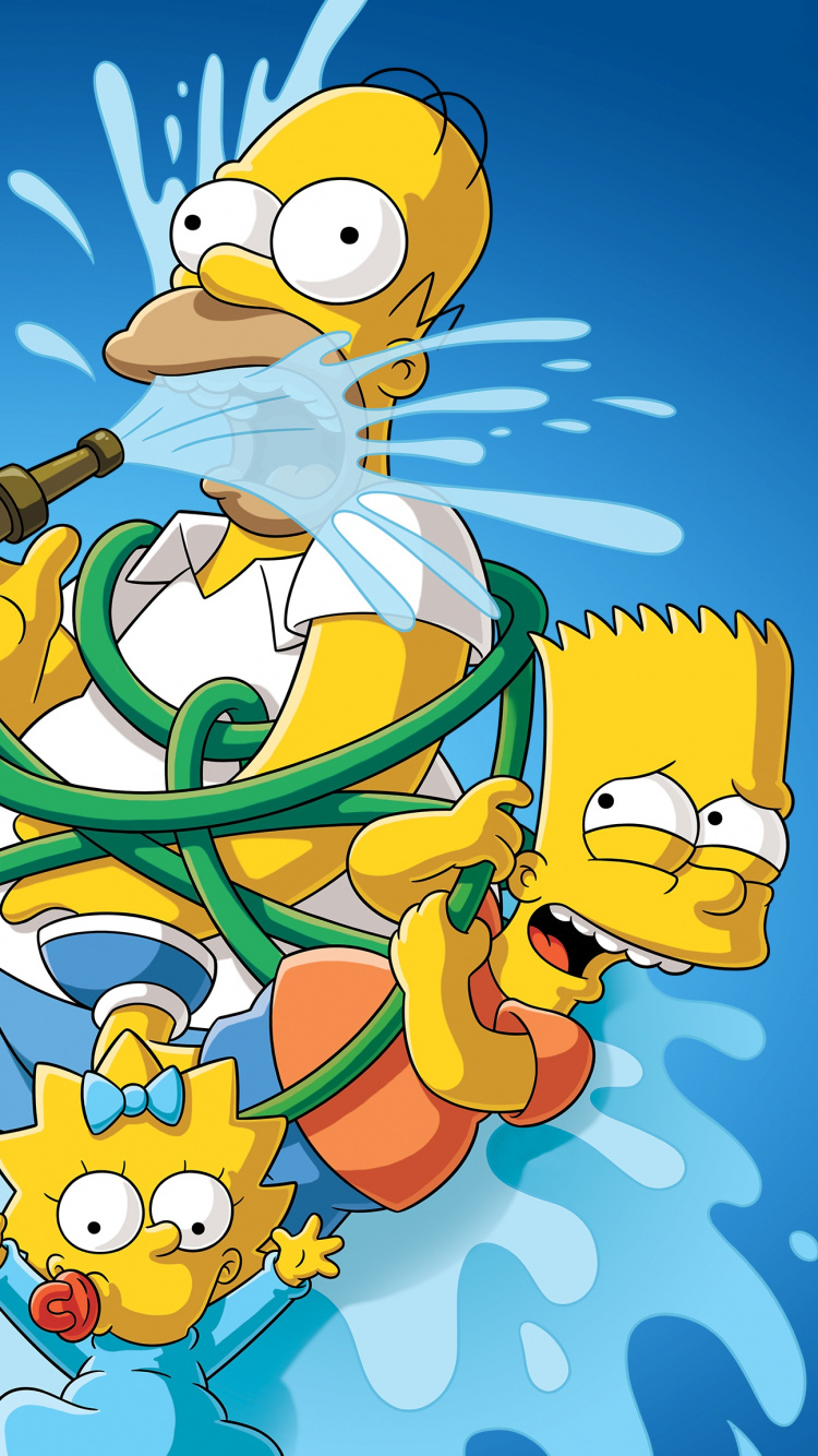 Two Yellow and Blue Animal Cartoon Characters. Wallpaper in 750x1334 Resolution