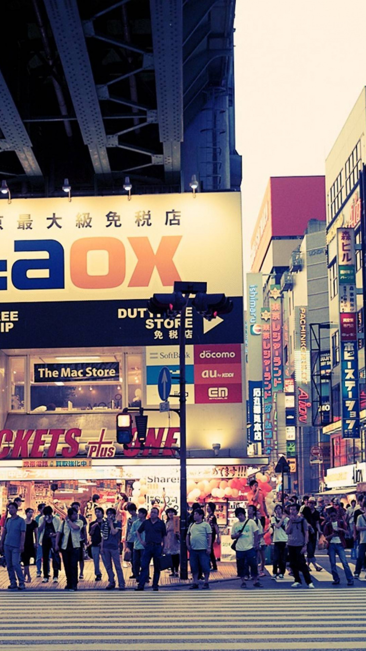 城市, 大都会, 街, 人群, 大坂 壁纸 750x1334 允许
