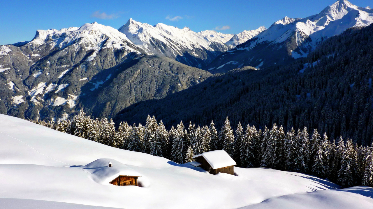 Snow Covered Mountain During Daytime. Wallpaper in 1280x720 Resolution