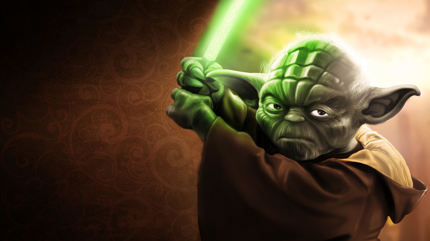 Yoda, Jedi, Star Wars, Lightsaber, Anakin Skywalker. Wallpaper in 1366x768 Resolution