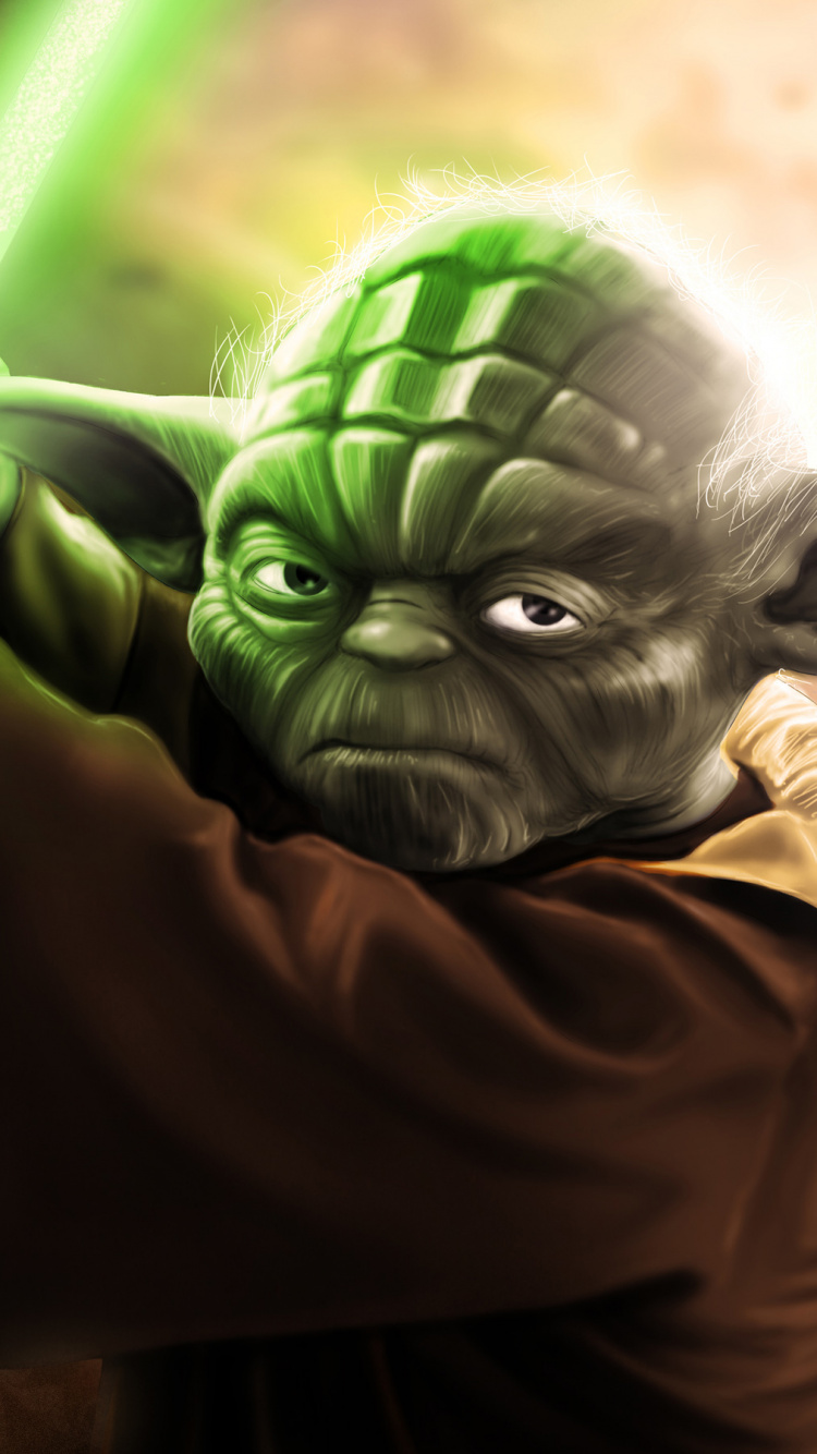 Yoda, Jedi, Star Wars, Lightsaber, Anakin Skywalker. Wallpaper in 750x1334 Resolution