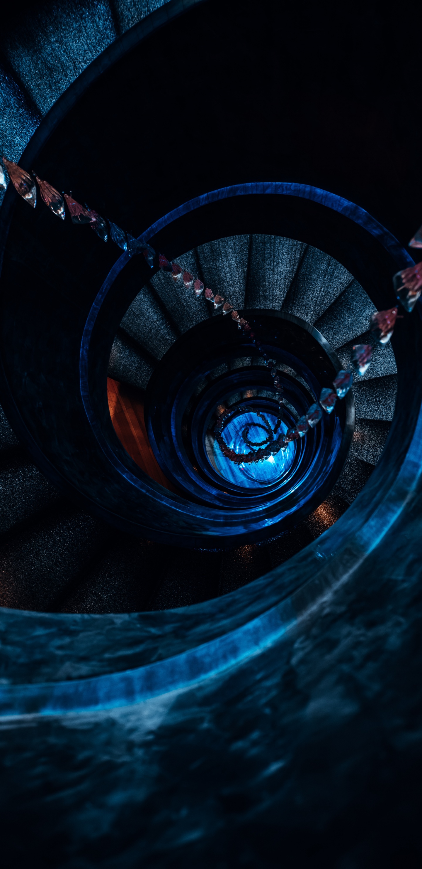 Escalera de Caracol Negra Con Barandillas de Metal Negro. Wallpaper in 1440x2960 Resolution