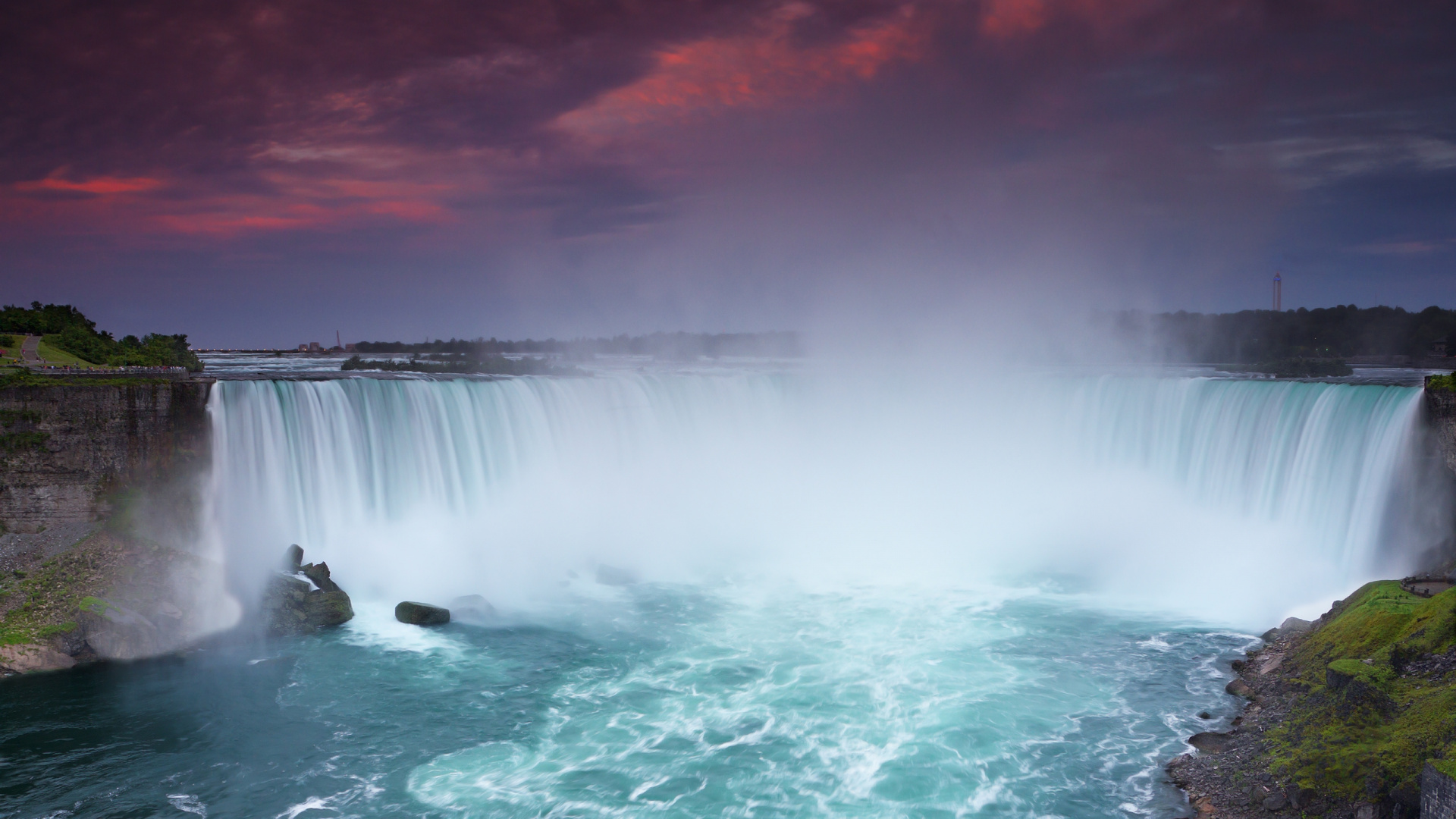 Waterfalls Under Cloudy Sky During Daytime. Wallpaper in 1920x1080 Resolution