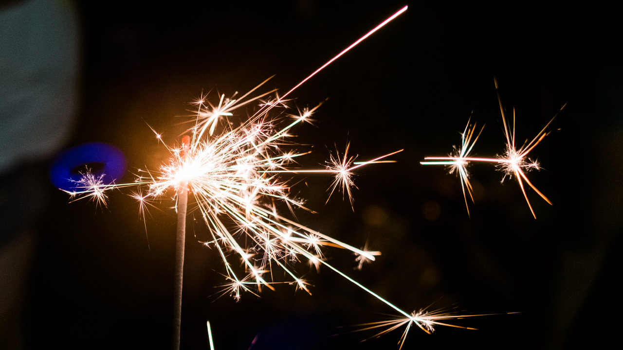 Sparkler, Fireworks, Light, Night, Lighting. Wallpaper in 1280x720 Resolution