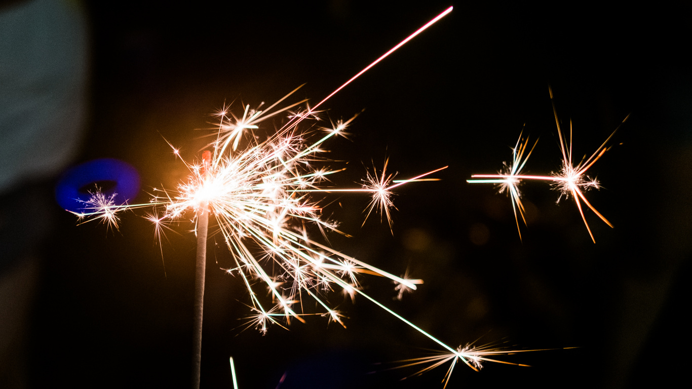 Sparkler, Fireworks, Light, Night, Lighting. Wallpaper in 1366x768 Resolution