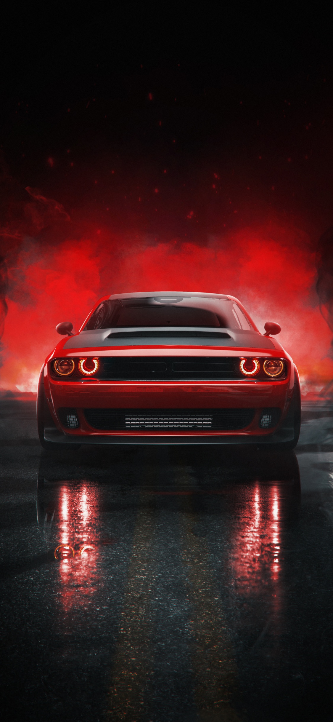 Dodge, Dodge Charger SRT Hellcat, de Voiture de Muscle, L'éclairage Automobile, Capuchon. Wallpaper in 1125x2436 Resolution