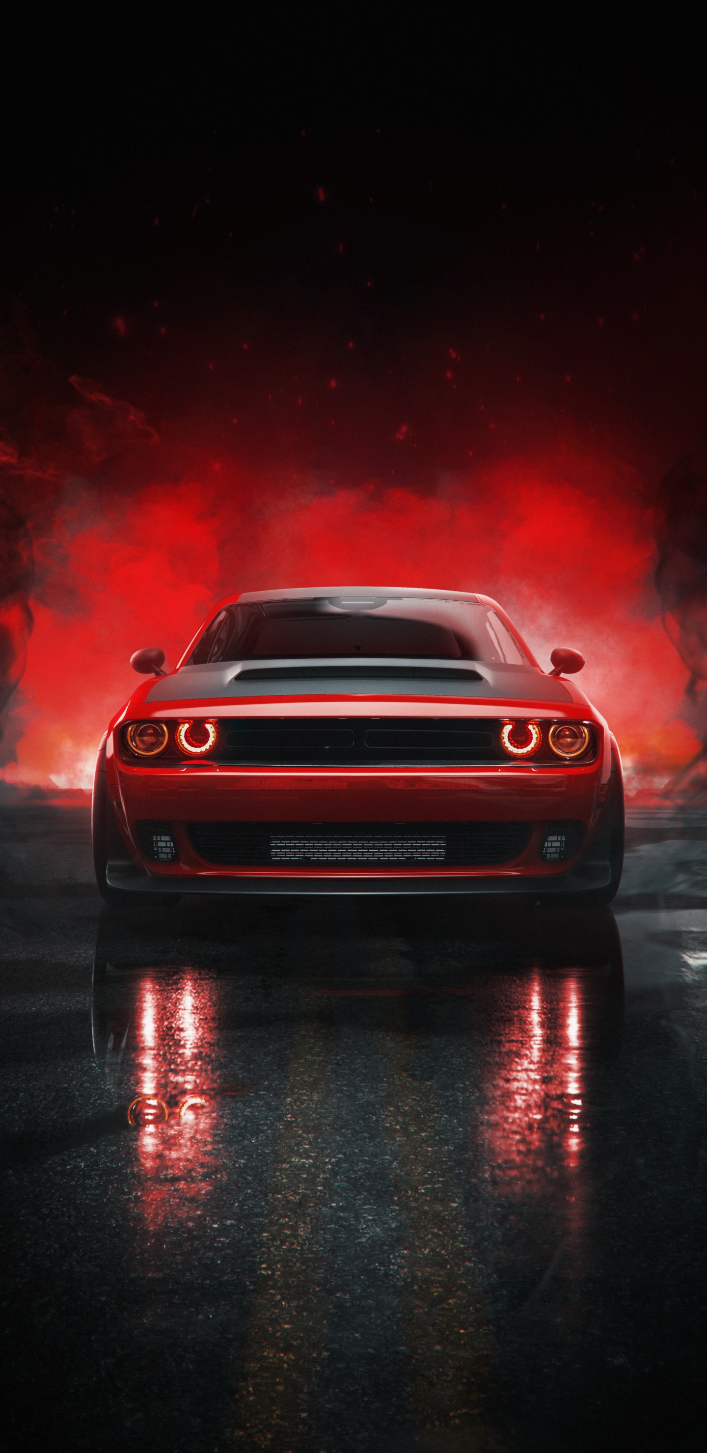 Dodge, Dodge Charger SRT Hellcat, de Voiture de Muscle, L'éclairage Automobile, Capuchon. Wallpaper in 1440x2960 Resolution