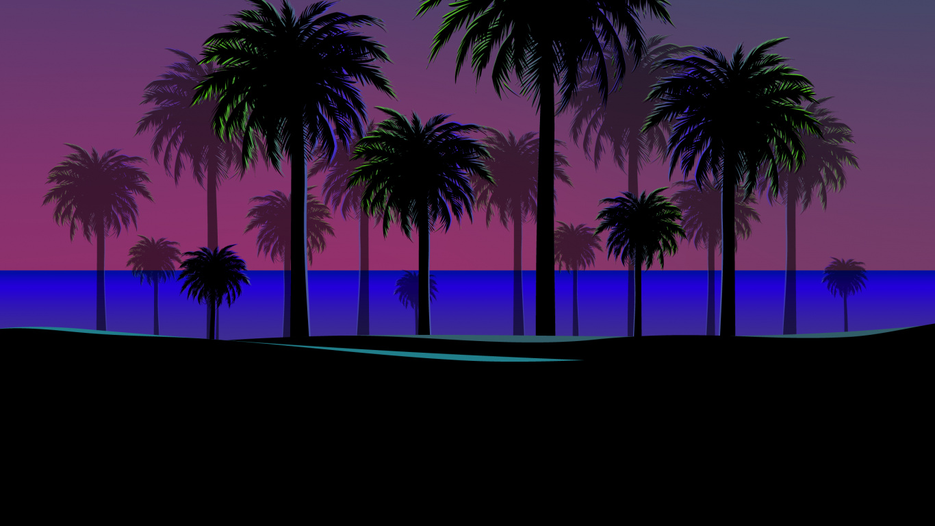 Palme, Dattelpalme, Baum, Woody Pflanze, Horizont. Wallpaper in 1366x768 Resolution