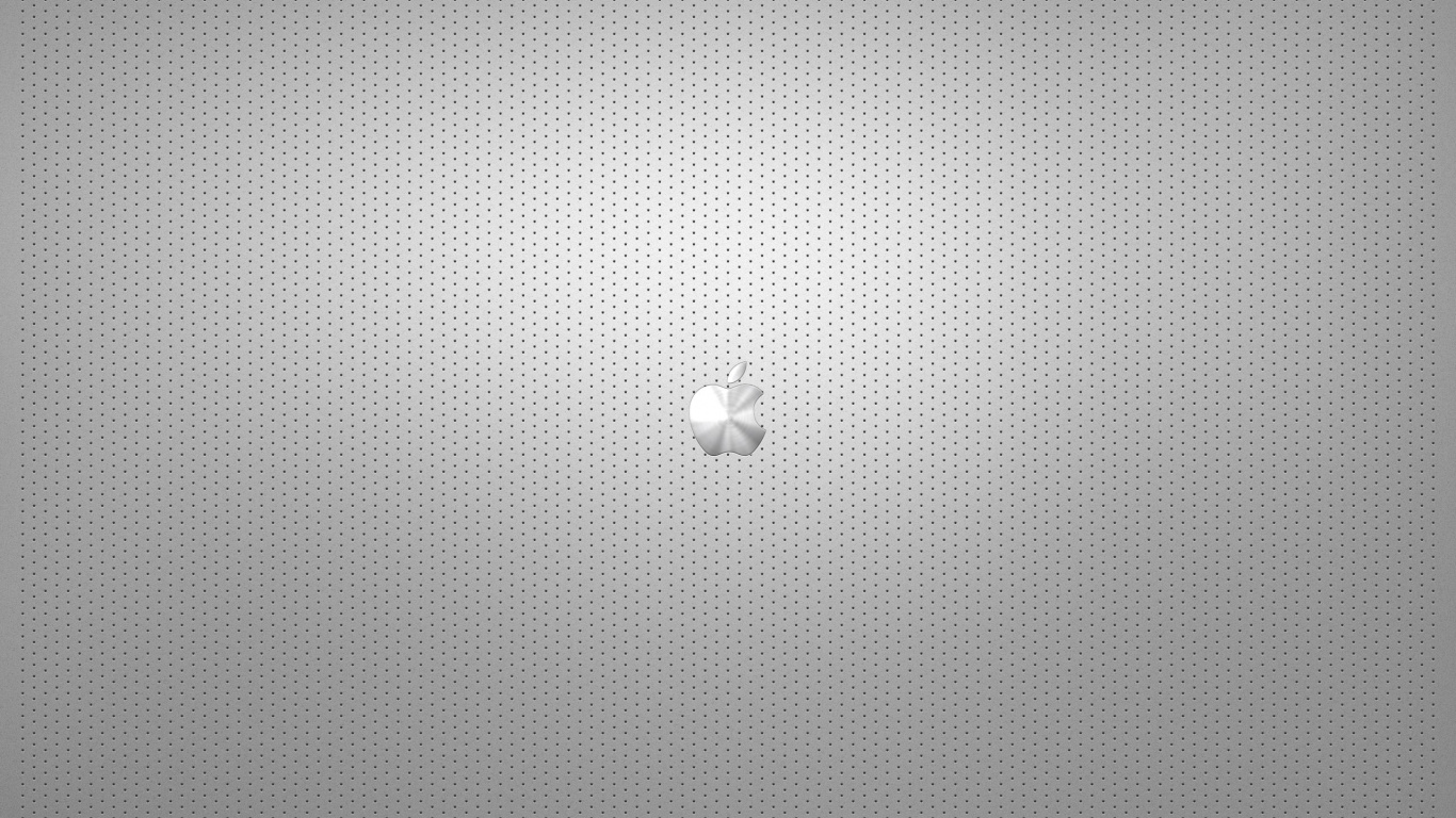 Logo Pomme Blanche Sur Textile Gris. Wallpaper in 1366x768 Resolution
