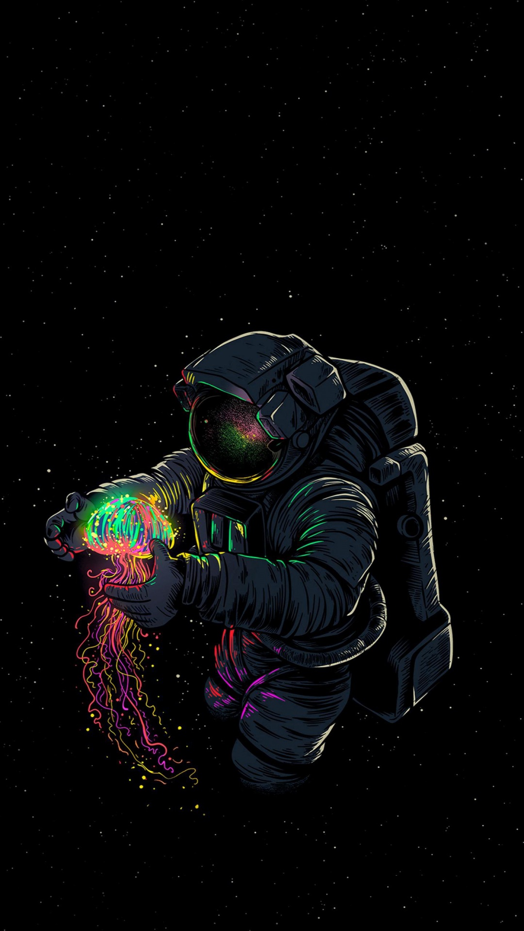 Astronauta, Amoled, OLED, Manzana, Espacio. Wallpaper in 1080x1920 Resolution