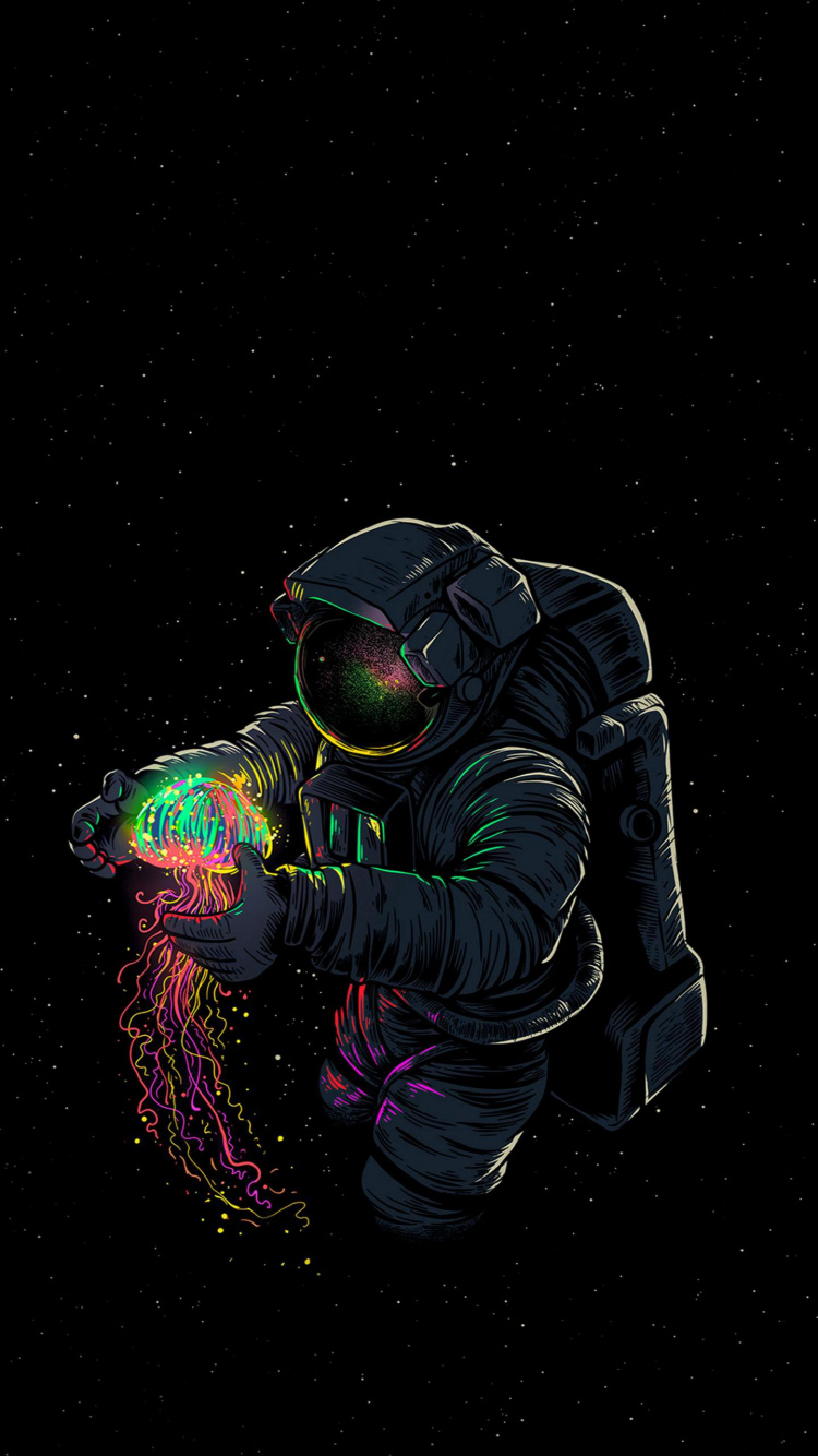 Astronauta, Amoled, OLED, Manzana, Espacio. Wallpaper in 750x1334 Resolution