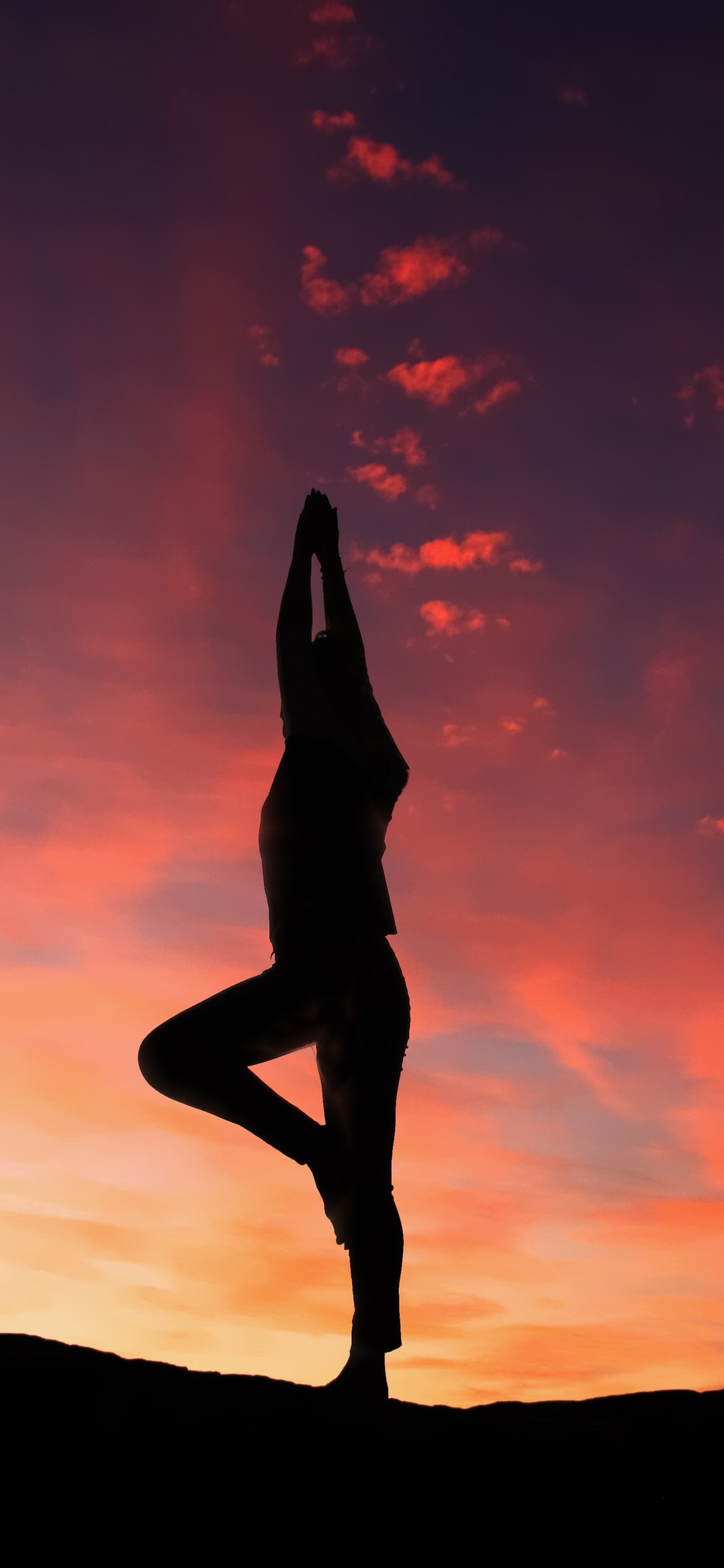 Silhouette Einer Frau, Die Bei Sonnenuntergang Auf Einem Felsen Steht. Wallpaper in 1242x2688 Resolution