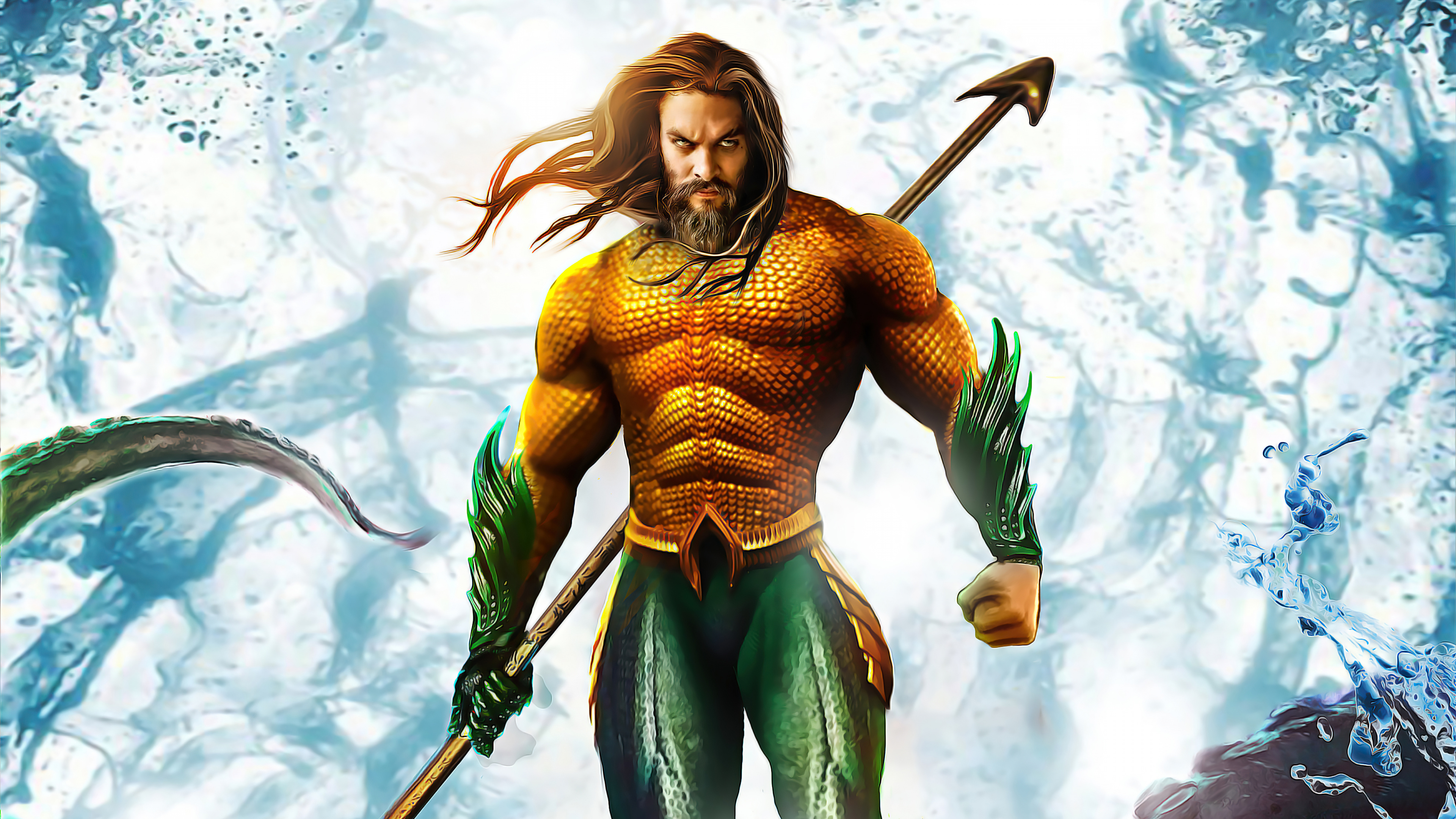 Aquaman, Jason Momoa, dc Comics, Superhelden, Cartoon. Wallpaper in 3840x2160 Resolution