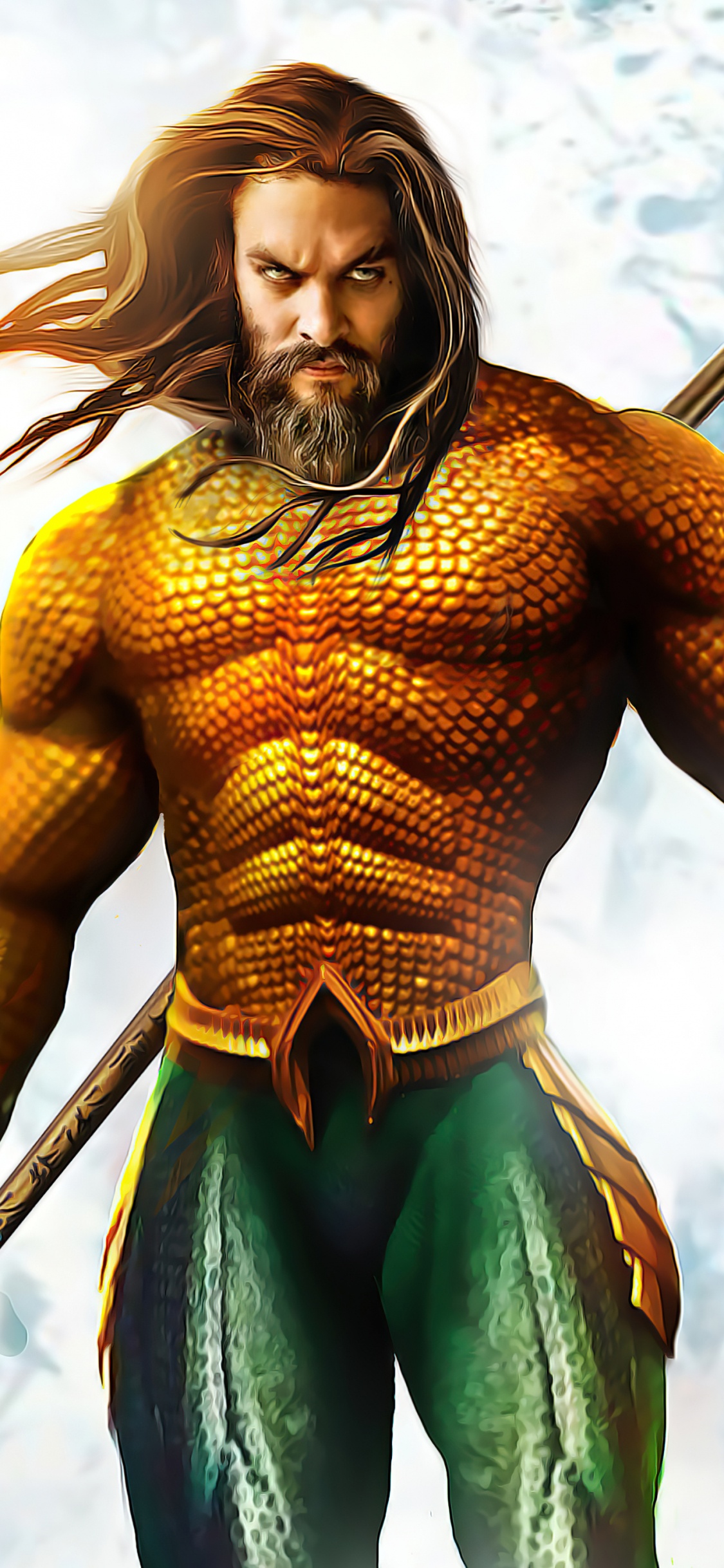 Aquaman, Jason Momoa, dc Comics, Superhero, Cartoon. Wallpaper in 1125x2436 Resolution