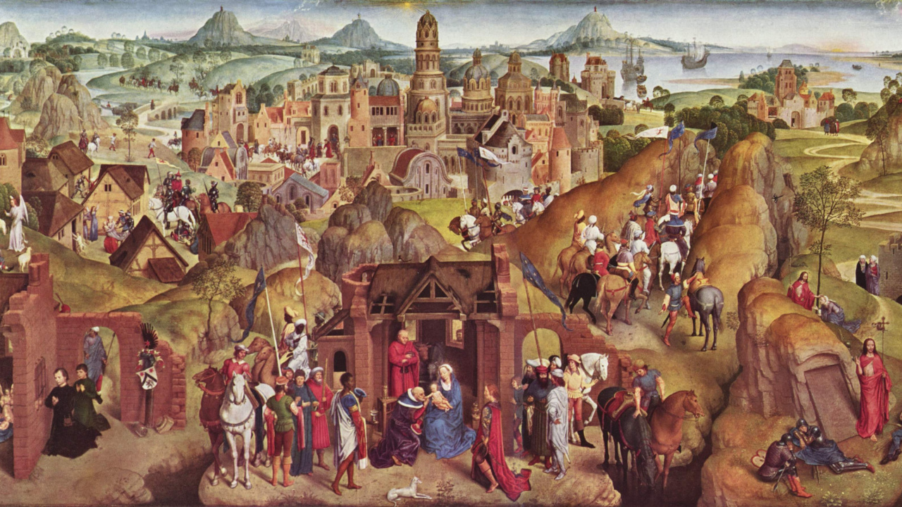 Personnes Marchant Dans la Rue Près de la Peinture du Bâtiment. Wallpaper in 1280x720 Resolution