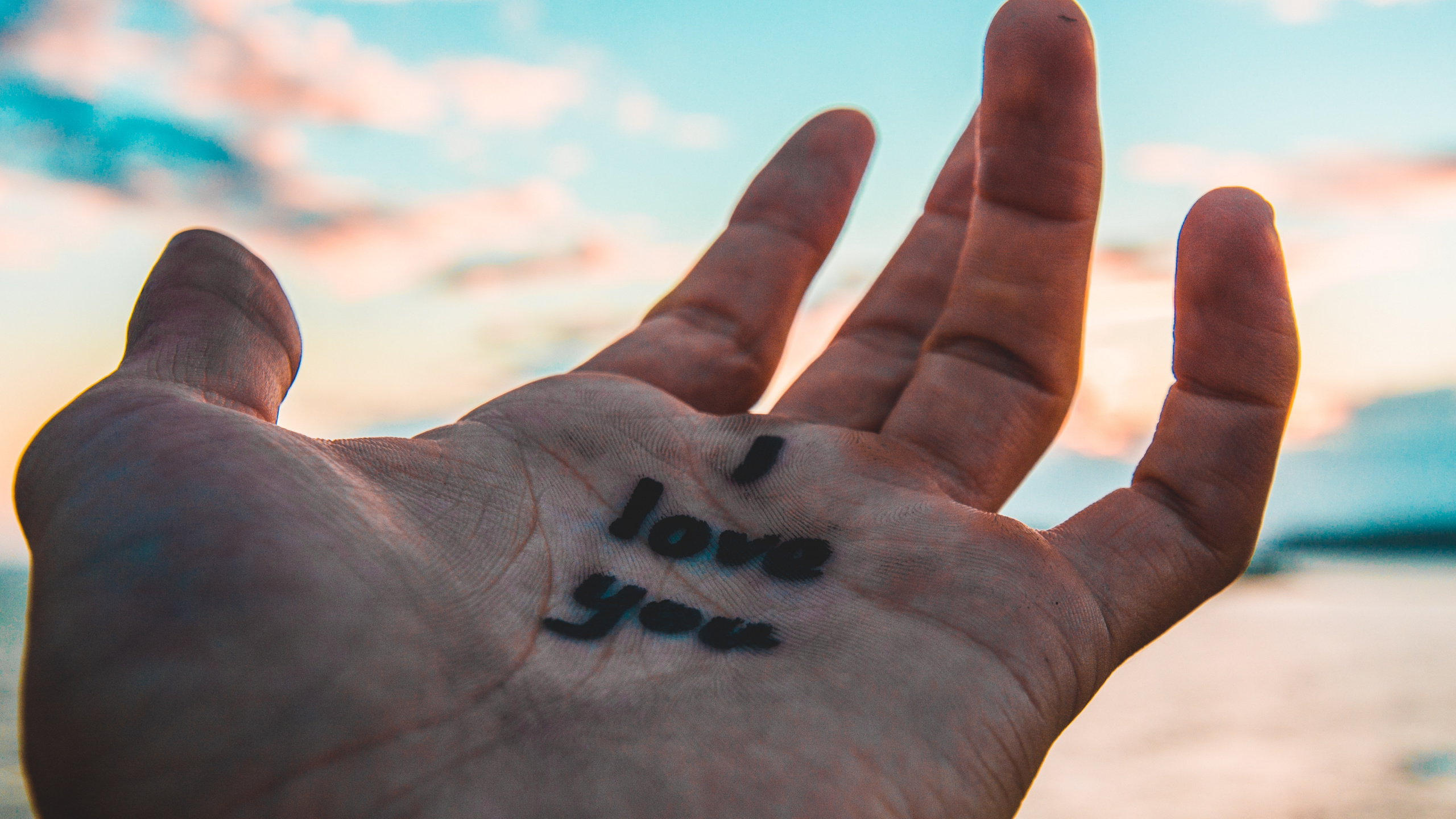 Black Heart Shaped on Persons Hand. Wallpaper in 2560x1440 Resolution