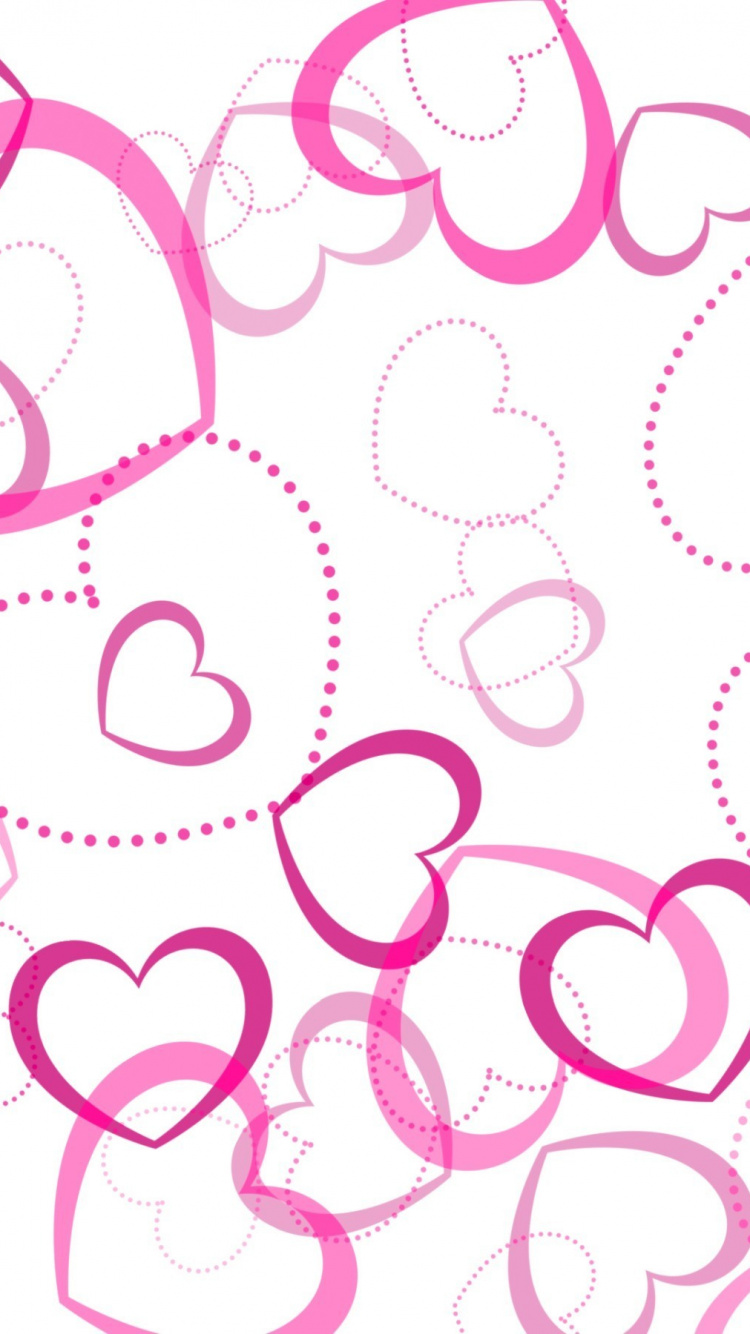Illustration de Coeur Rose et Blanc. Wallpaper in 750x1334 Resolution