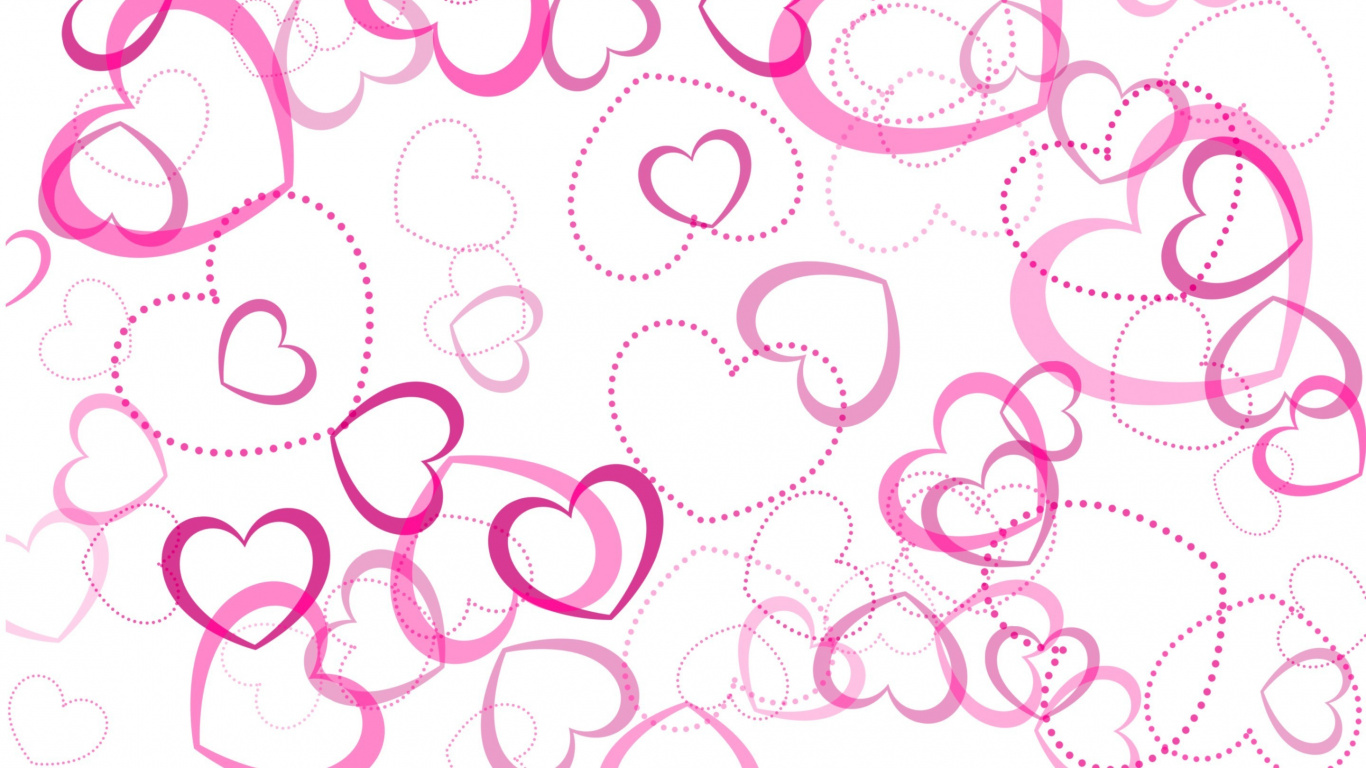 Pink and White Heart Illustration. Wallpaper in 1366x768 Resolution